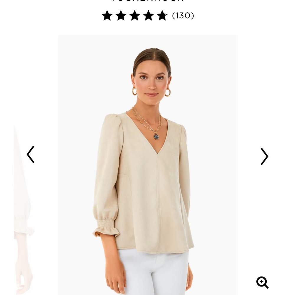 Tuckernuck bone suede Easton blouse